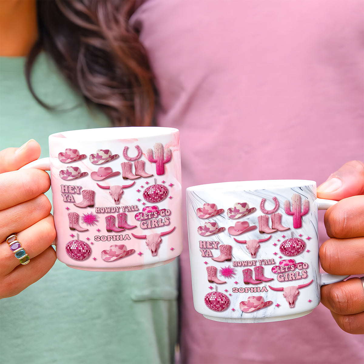 Pink Cowgirl - Personalized Cowgirl Marble Mug