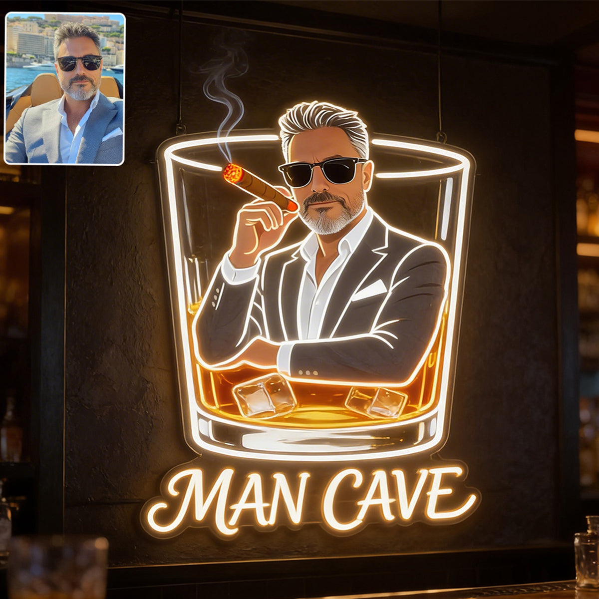 Whiskey & Cigar - Personalized Whisky LED Light Acrylic Sign