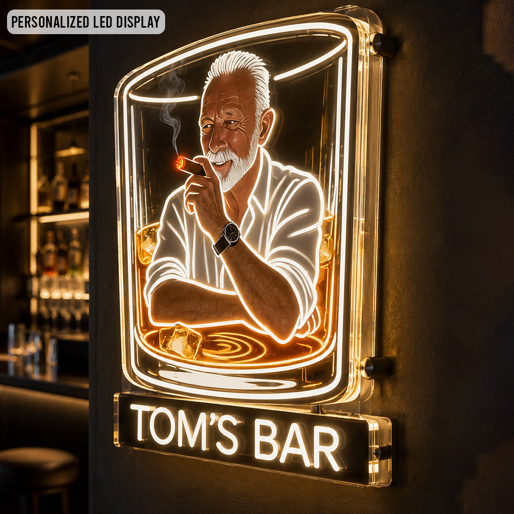 Whiskey & Cigar - Personalized Whisky LED Light Acrylic Sign