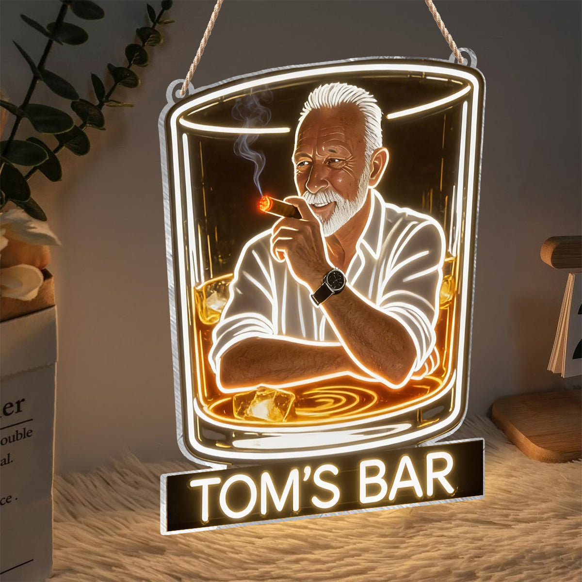 Whiskey & Cigar - Personalized Whisky LED Light Acrylic Sign
