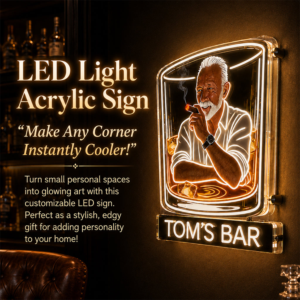 Whiskey & Cigar - Personalized Whisky LED Light Acrylic Sign