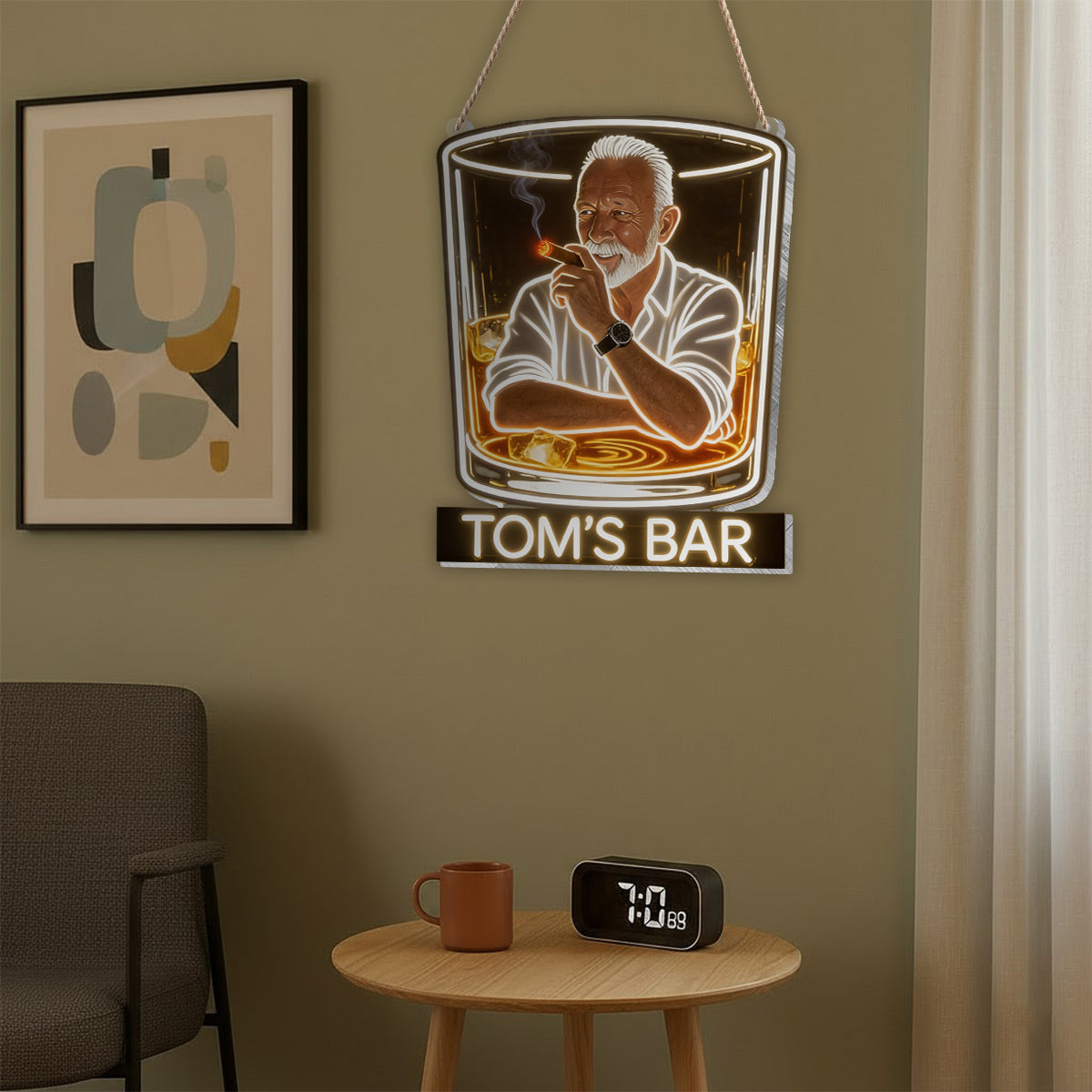 Whiskey & Cigar - Personalized Whisky LED Light Acrylic Sign
