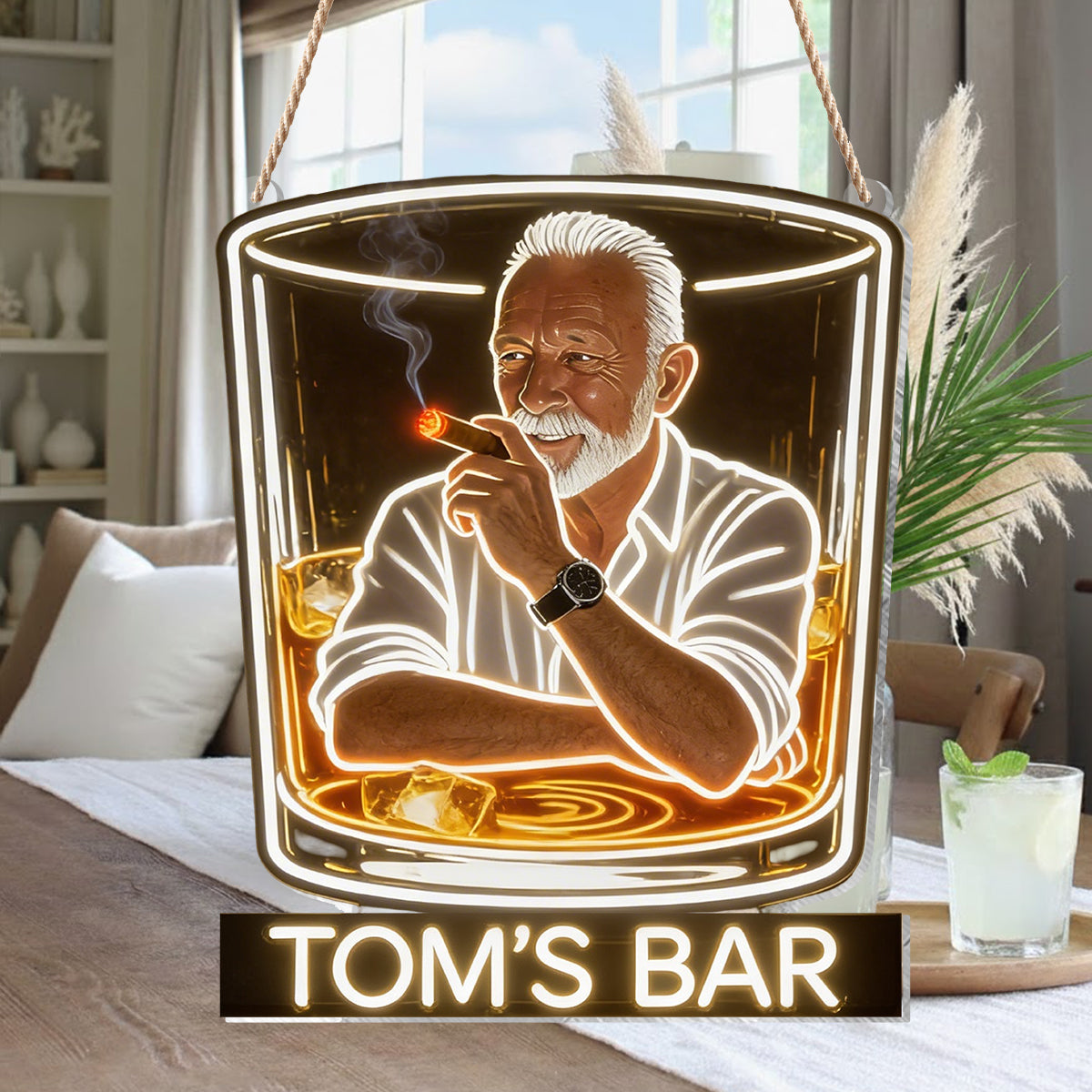 Whiskey & Cigar - Personalized Whisky LED Light Acrylic Sign