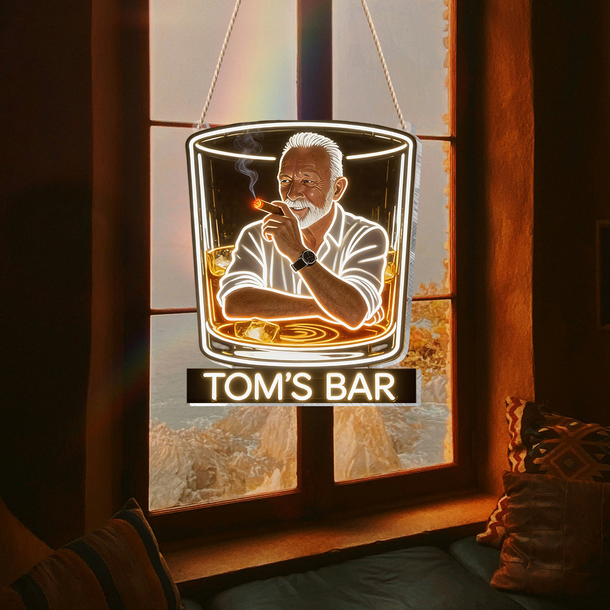 Whiskey & Cigar - Personalized Whisky LED Light Acrylic Sign