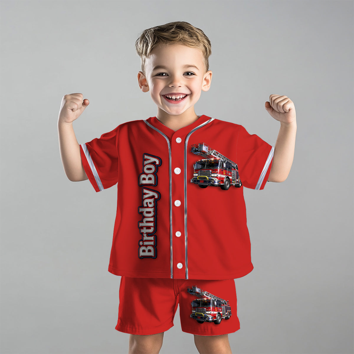 Birthday Fire Truck - Personalized Birthday Kid Jersey Shirt & Shorts