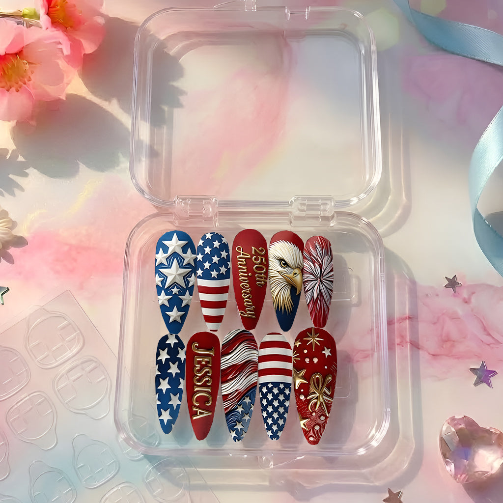 250th Anniversary Of United States - Personalized Patriot Press On Nails