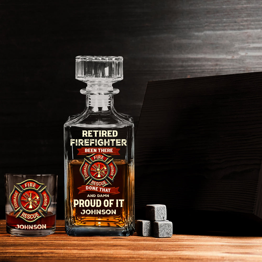 Retired Firefighter - Personalized Firefighter Whiskey Decanter Set