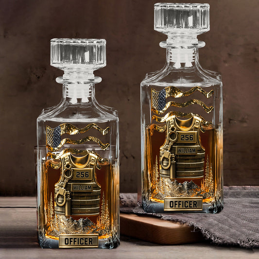 Serve And Protect - Personalized Police Officer Whiskey Decanter Set