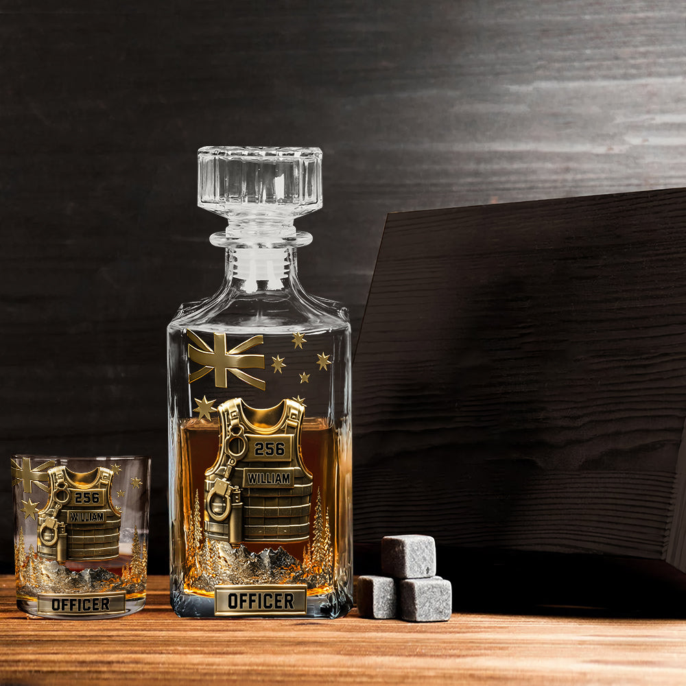 Serve And Protect - Personalized Police Officer Whiskey Decanter Set