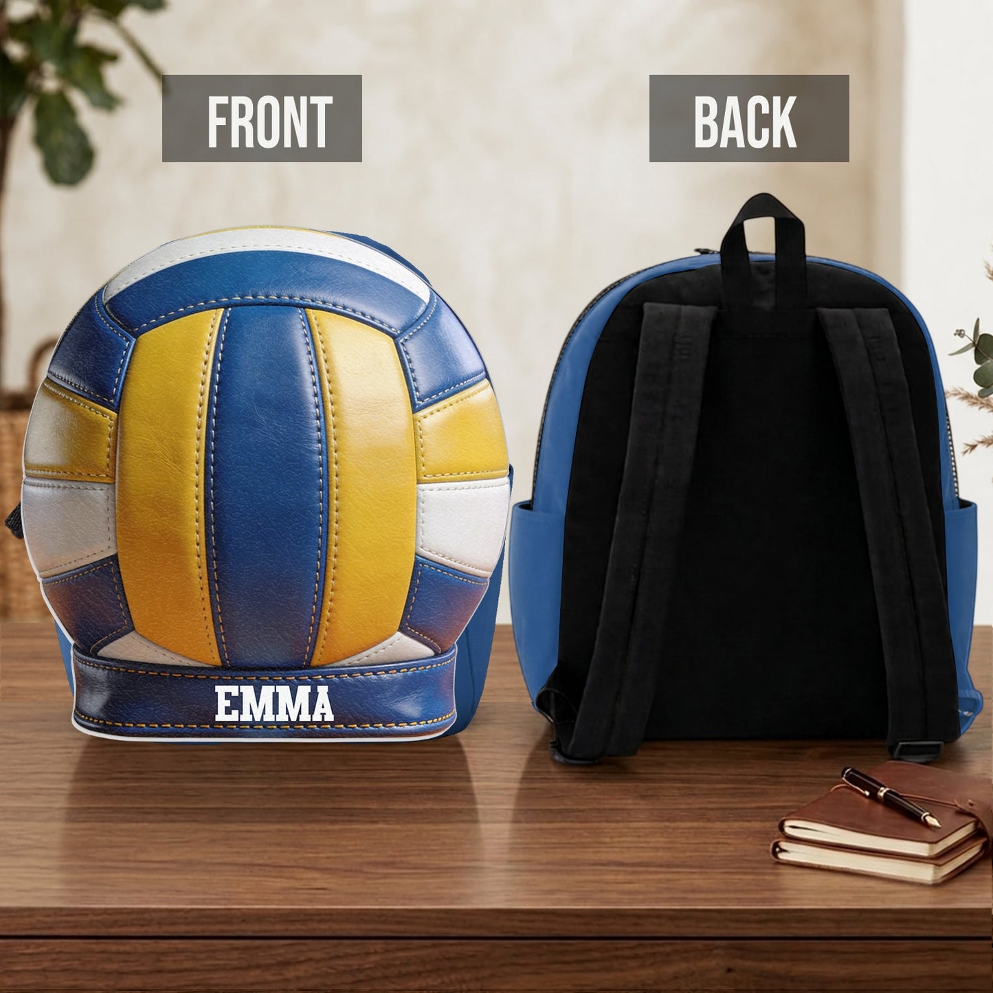 Love Volleyball - Personalized Volleyball Changeable Leather Patch Backpack