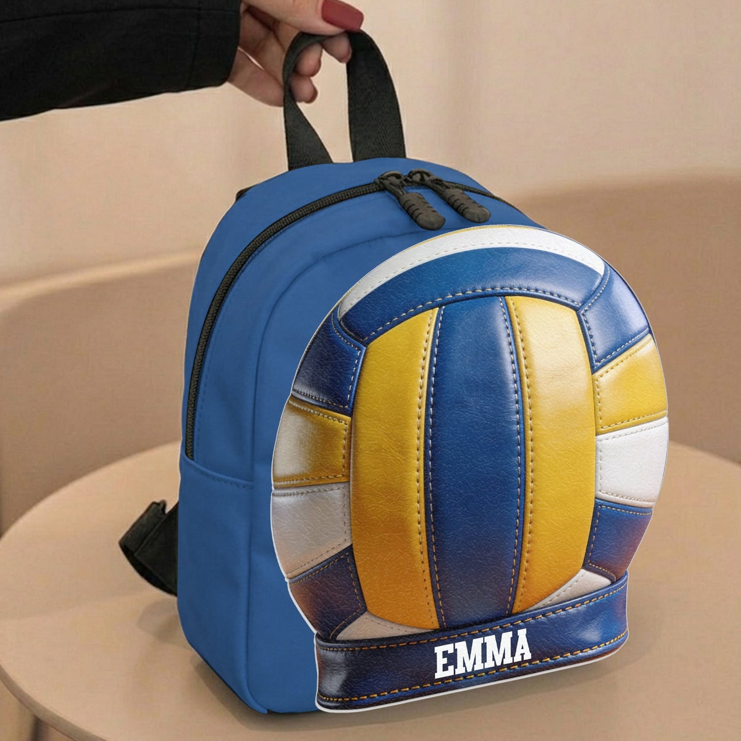 Love Volleyball - Personalized Volleyball Changeable Leather Patch Backpack