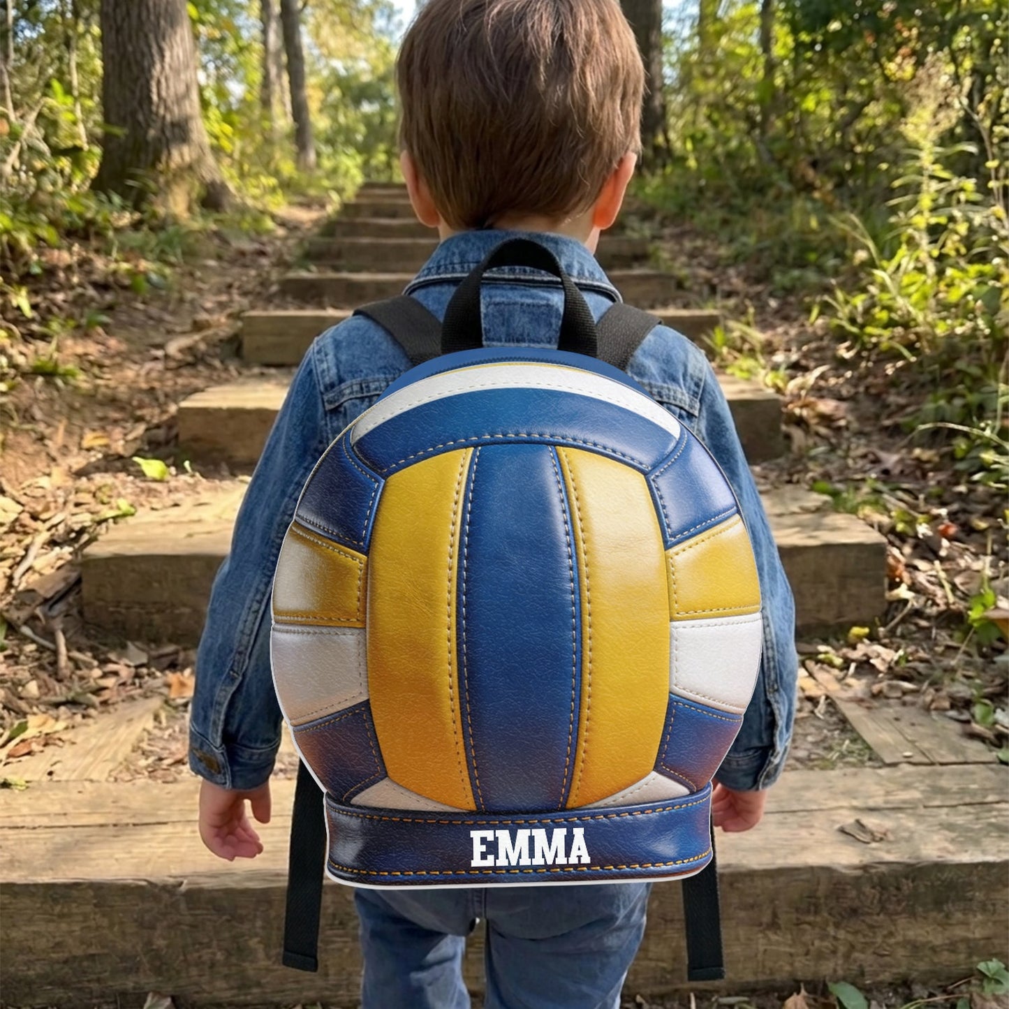 Love Volleyball - Personalized Volleyball Changeable Leather Patch Backpack