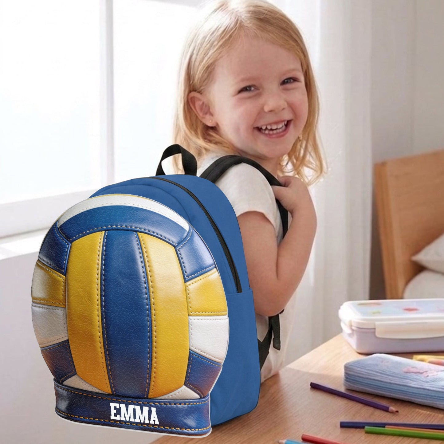 Love Volleyball - Personalized Volleyball Changeable Leather Patch Backpack