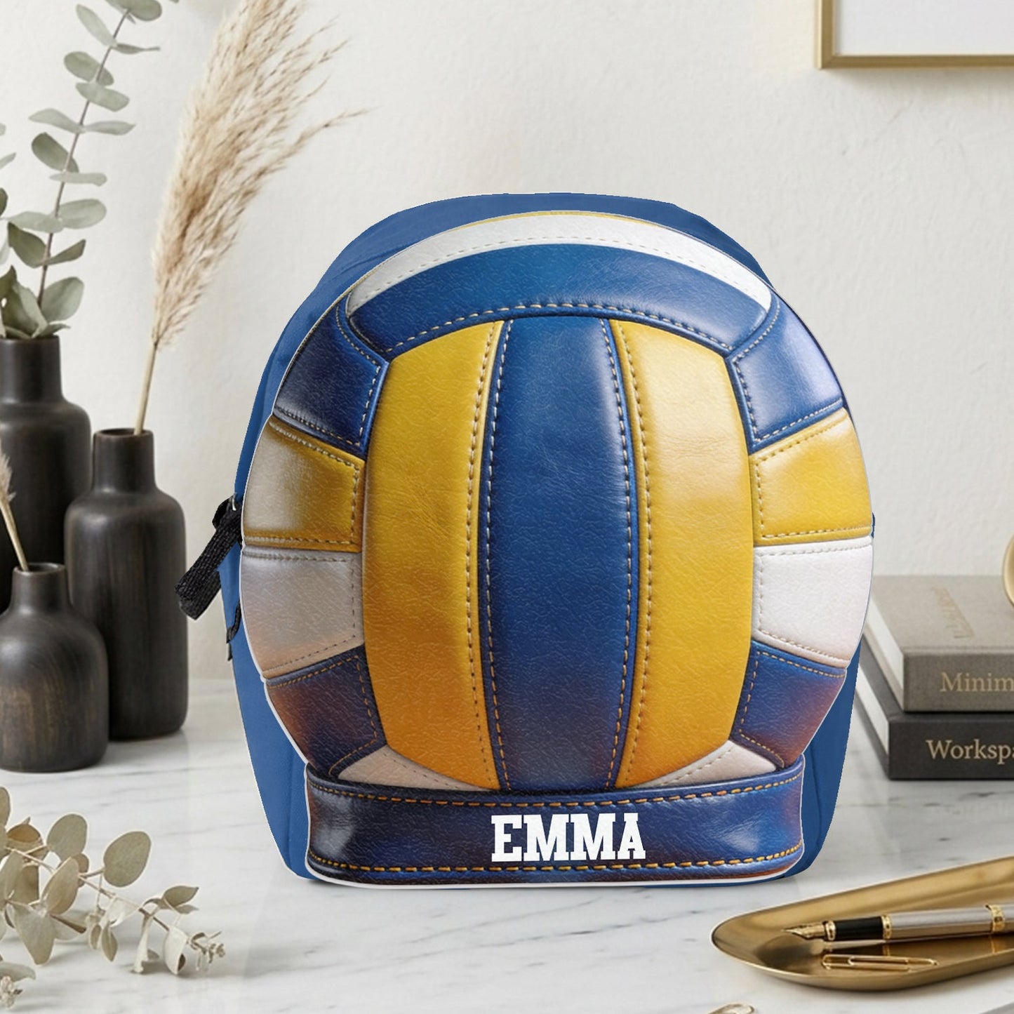 Love Volleyball - Personalized Volleyball Changeable Leather Patch Backpack