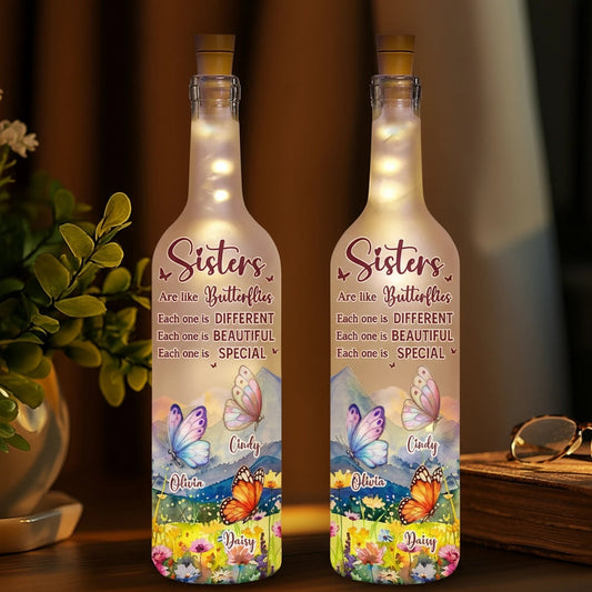 Butterfly Sisters Bottle Lamp with Warm Glow, Perfect Gift for Special Bond