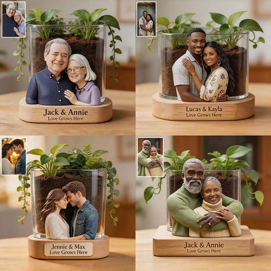 Love Grows Here - Personalized Couple Acrylic Pot