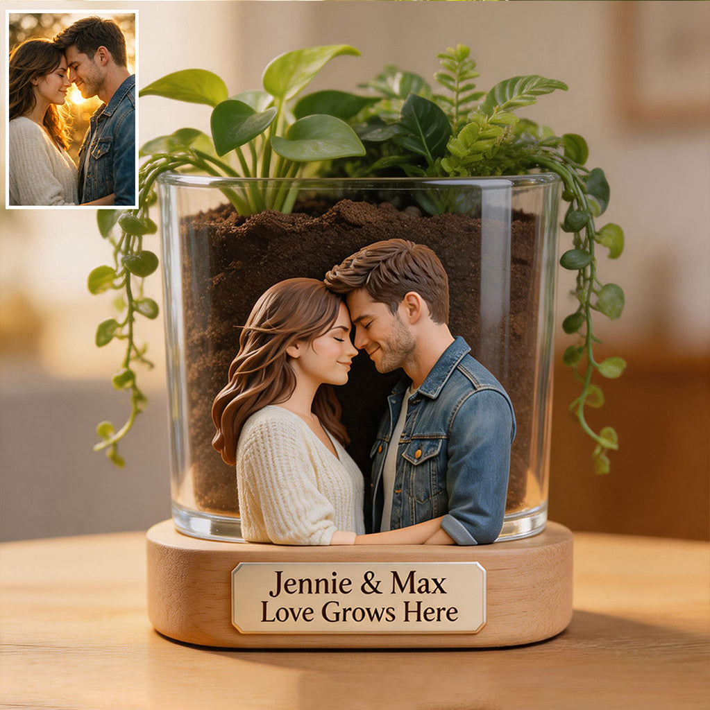 Love Grows Here - Personalized Couple Acrylic Pot