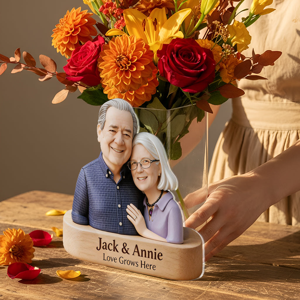 Love Grows Here - Personalized Couple Acrylic Pot
