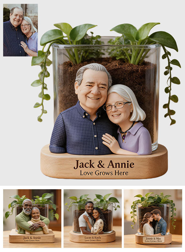 Love Grows Here - Personalized Couple Acrylic Pot