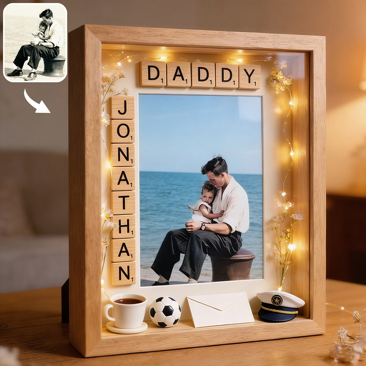 Unique Father's Day Gift, Custom From Any Photo - Personalized Father Picture Frame Light Box