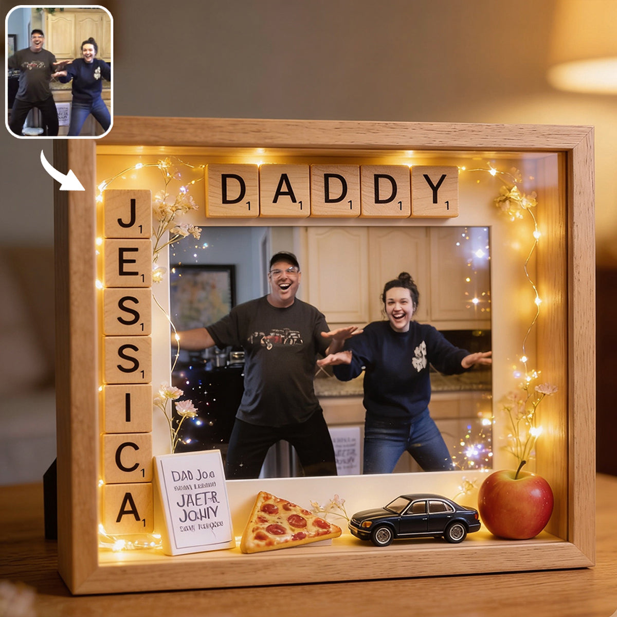 Unique Father's Day Gift, Custom From Any Photo - Personalized Father Picture Frame Light Box