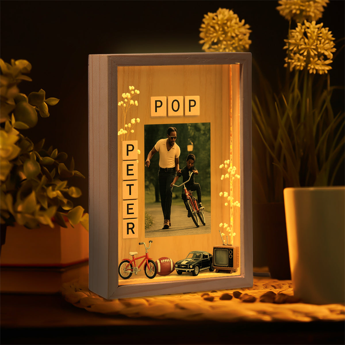 Unique Father's Day Gift, Custom From Any Photo - Personalized Father Picture Frame Light Box