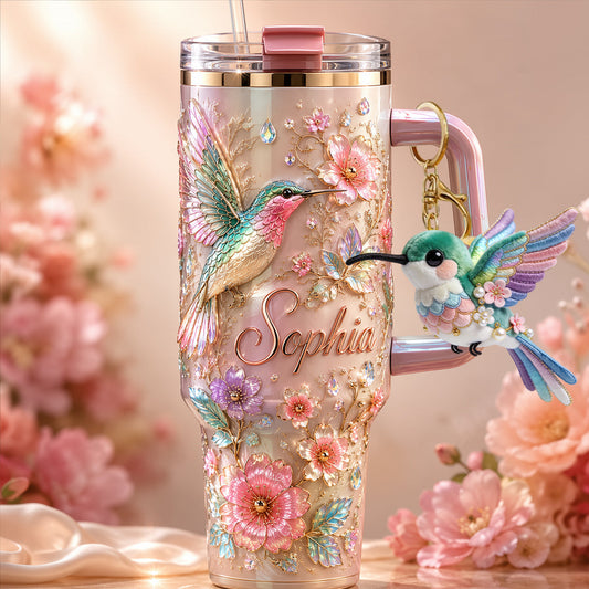 Love Hummingbirds - Personalized Hummingbird Tumbler With Plush Charm