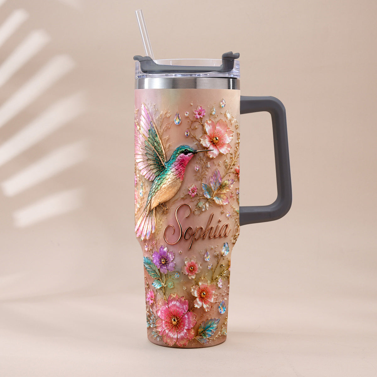 Love Hummingbirds - Personalized Hummingbird Tumbler With Plush Charm