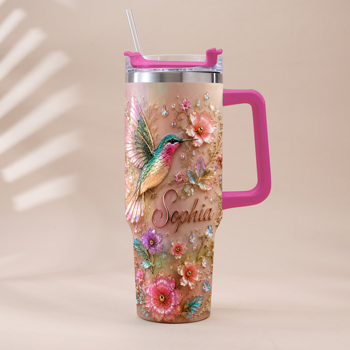 Love Hummingbirds - Personalized Hummingbird Tumbler With Plush Charm
