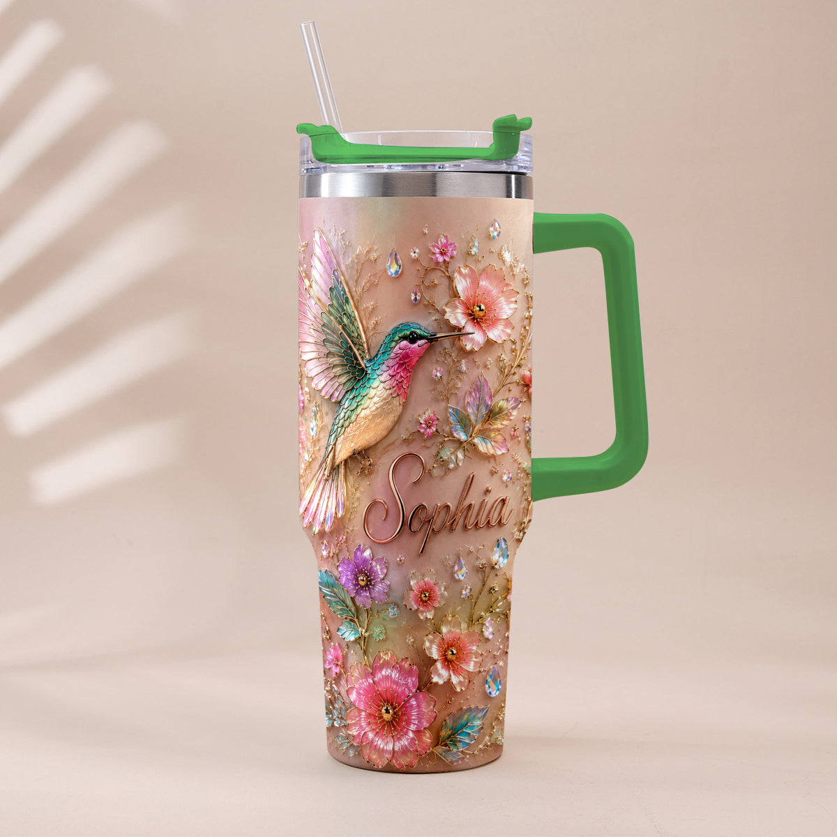 Love Hummingbirds - Personalized Hummingbird Tumbler With Plush Charm