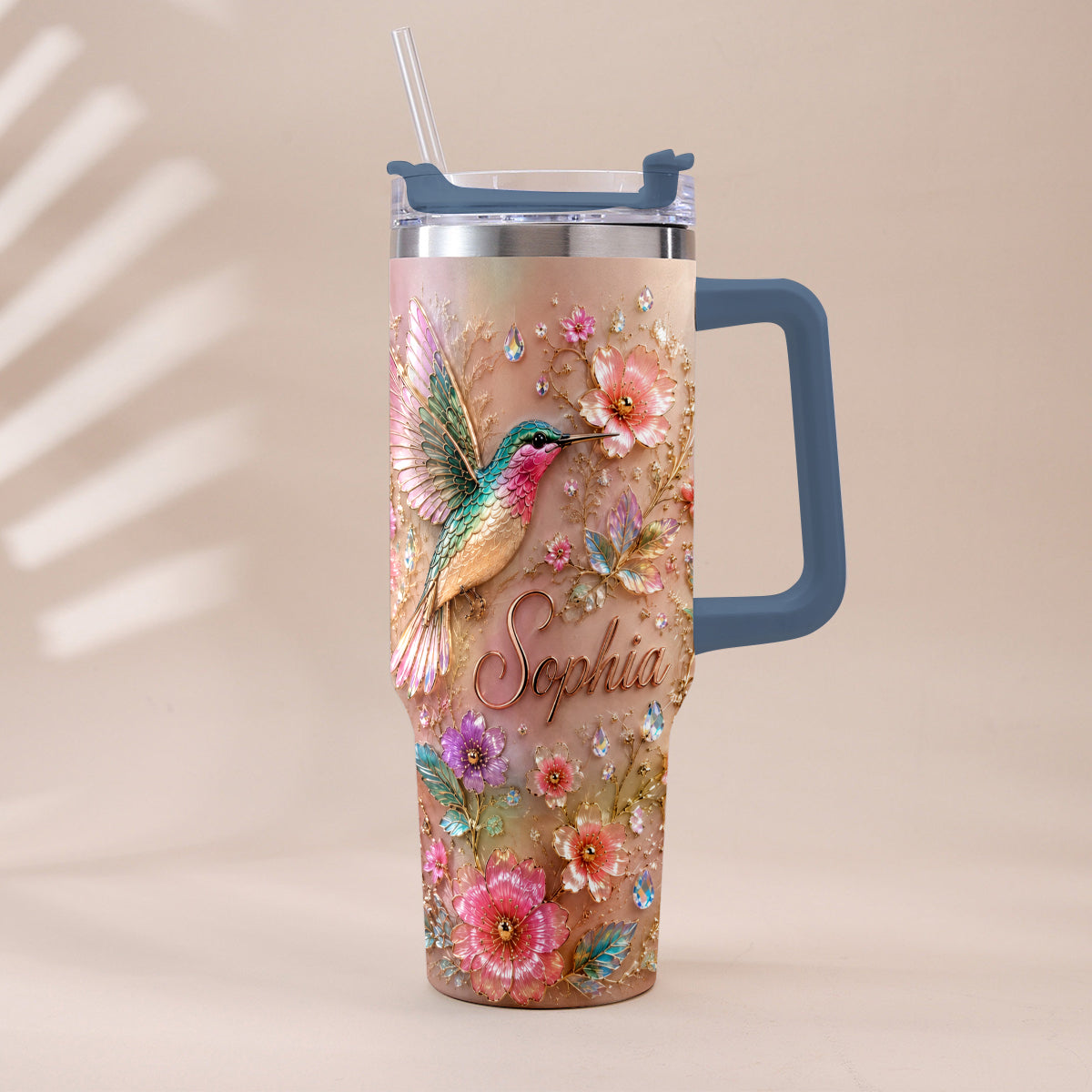 Love Hummingbirds - Personalized Hummingbird Tumbler With Plush Charm
