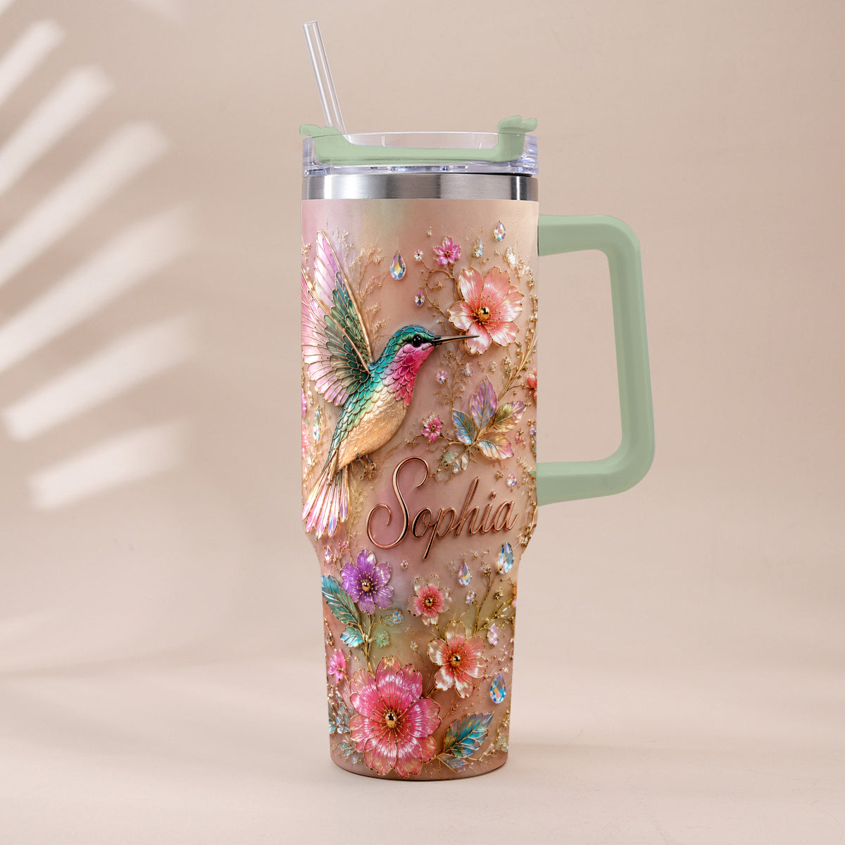 Love Hummingbirds - Personalized Hummingbird Tumbler With Plush Charm