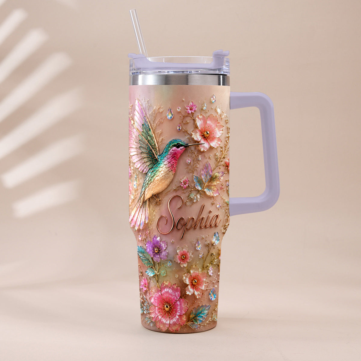 Love Hummingbirds - Personalized Hummingbird Tumbler With Plush Charm