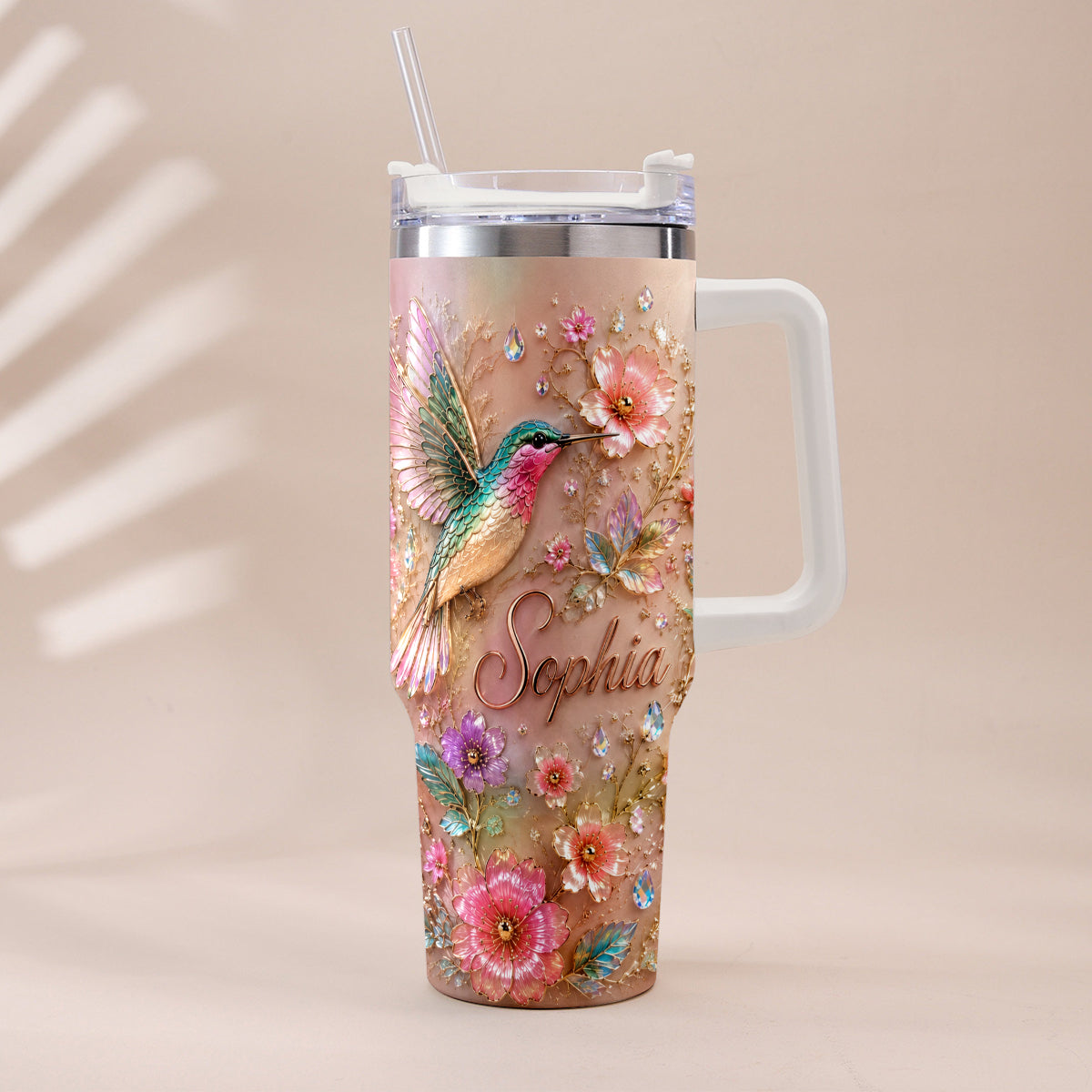 Love Hummingbirds - Personalized Hummingbird Tumbler With Plush Charm
