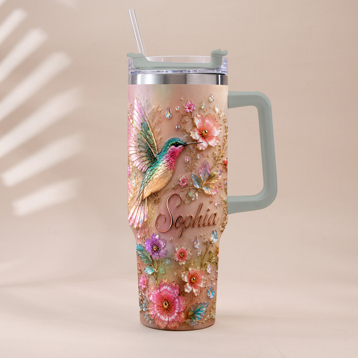 Love Hummingbirds - Personalized Hummingbird Tumbler With Plush Charm