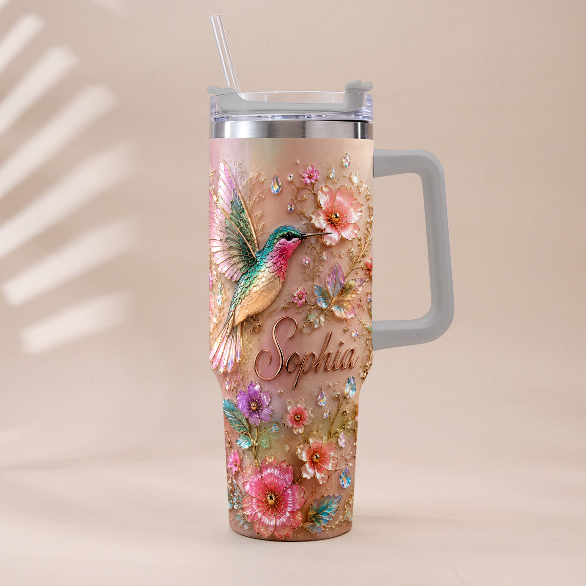 Love Hummingbirds - Personalized Hummingbird Tumbler With Plush Charm