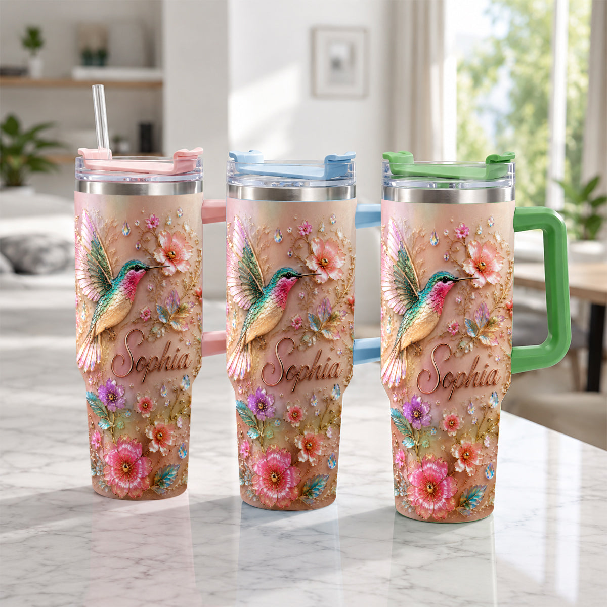 Love Hummingbirds - Personalized Hummingbird Tumbler With Plush Charm