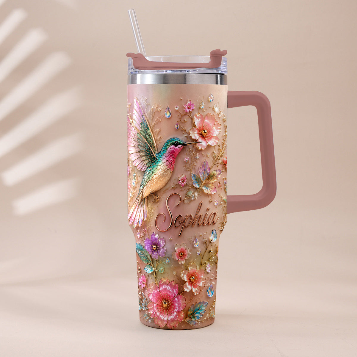 Love Hummingbirds - Personalized Hummingbird Tumbler With Plush Charm