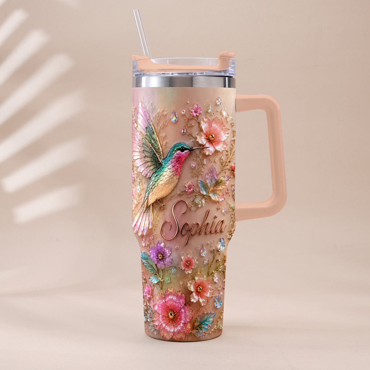 Love Hummingbirds - Personalized Hummingbird Tumbler With Plush Charm