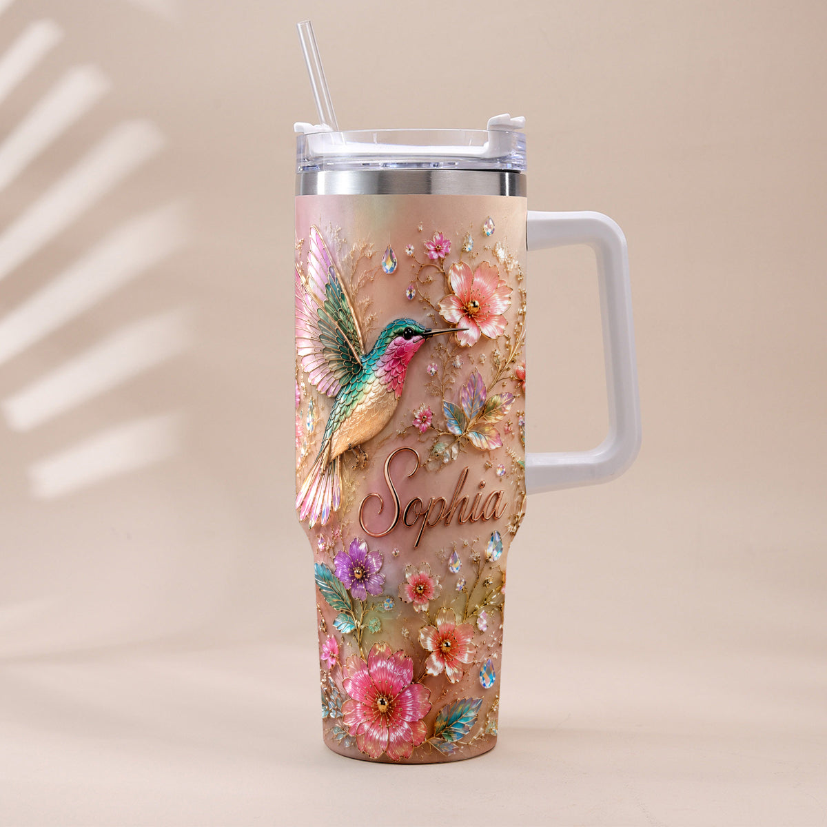 Love Hummingbirds - Personalized Hummingbird Tumbler With Plush Charm