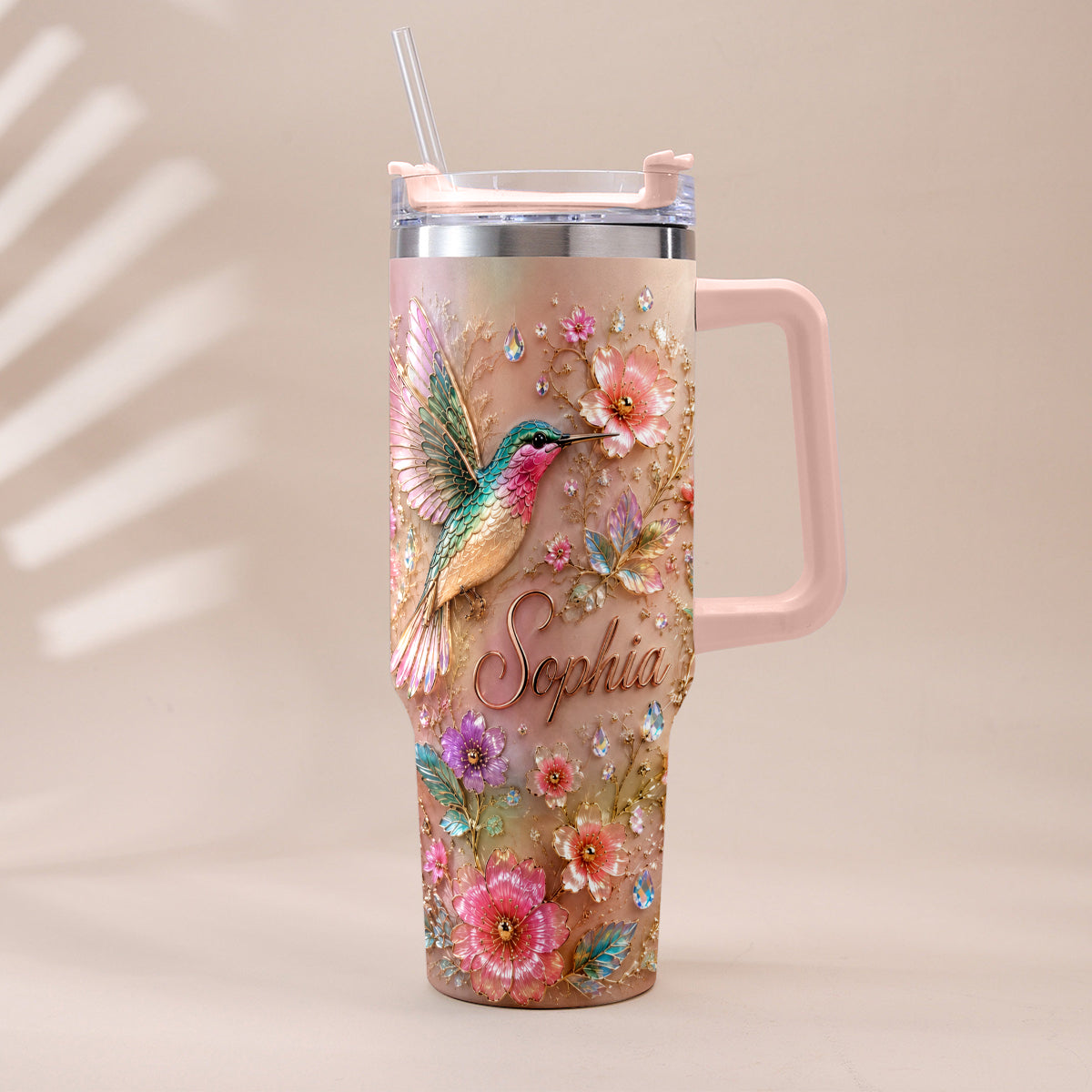 Love Hummingbirds - Personalized Hummingbird Tumbler With Plush Charm