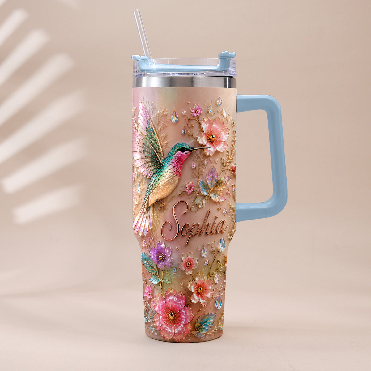 Love Hummingbirds - Personalized Hummingbird Tumbler With Plush Charm