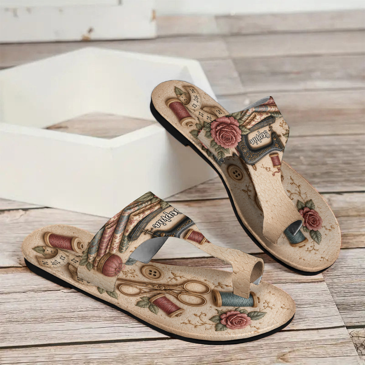 Love Sewing - Personalized Sewing Open Toe Sandals