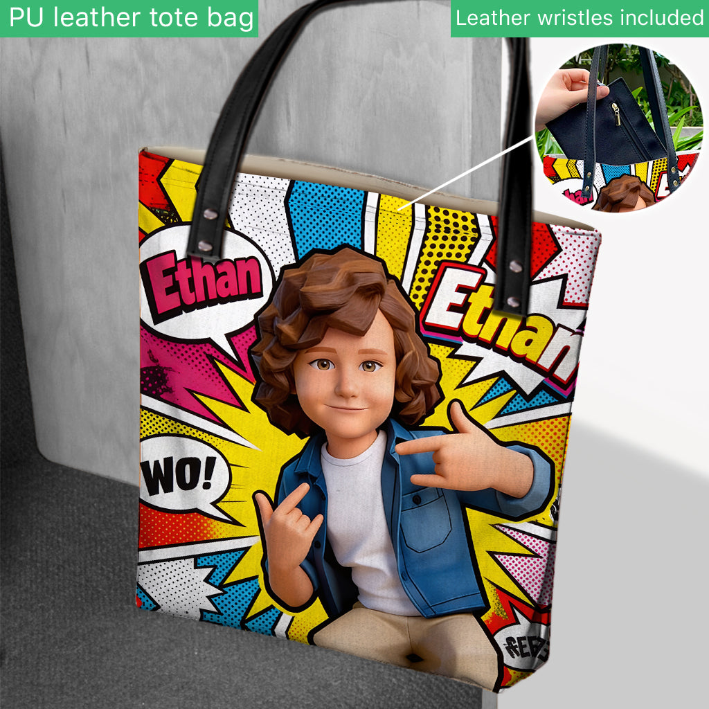 Popart Style Custom From Photo - Personalized Kid Tote Bag