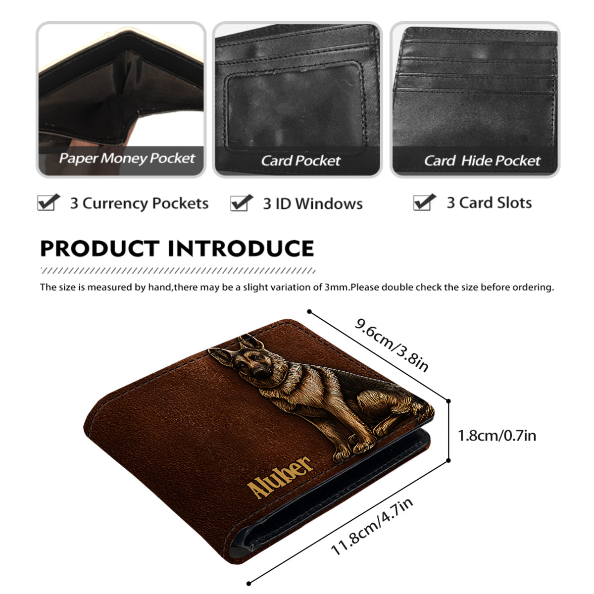 Love My Dog - Personalized German Shepherd Dog Leather Wallet