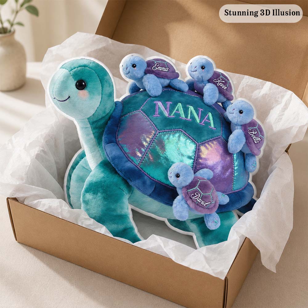 Nana Turtle Gift For Mom Grandma - Personalized Grandma Faux Fur Shaped Pillow