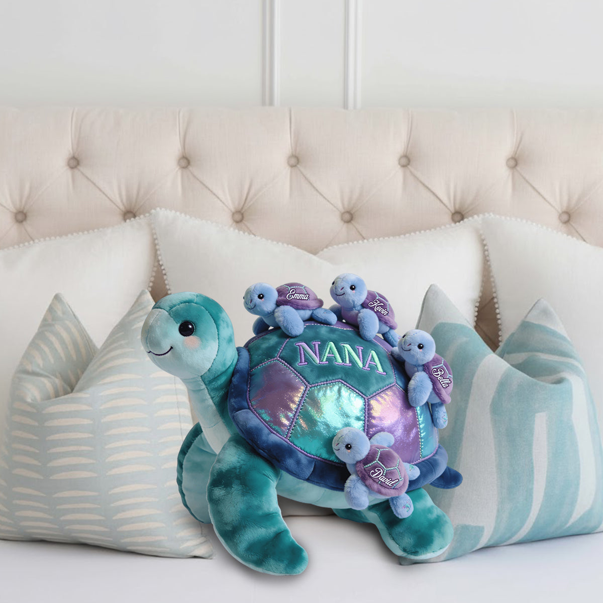 Nana Turtle Gift For Mom Grandma - Personalized Grandma Faux Fur Shaped Pillow