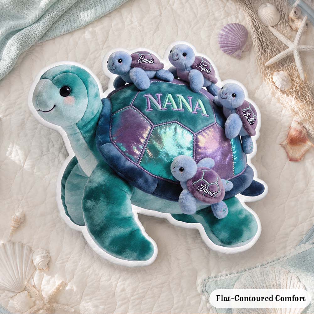 Nana Turtle Gift For Mom Grandma - Personalized Grandma Faux Fur Shaped Pillow