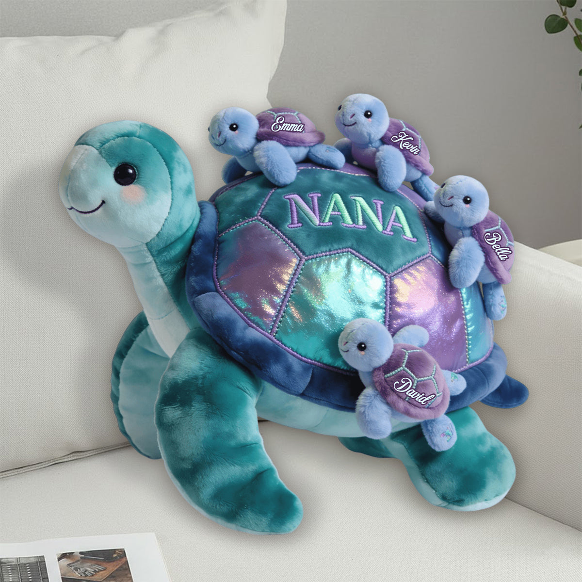 Nana Turtle Gift For Mom Grandma - Personalized Grandma Faux Fur Shaped Pillow
