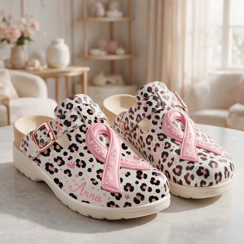 Pink Ribon - Personalized Breast Cancer Awareness Clogs With Arch Support